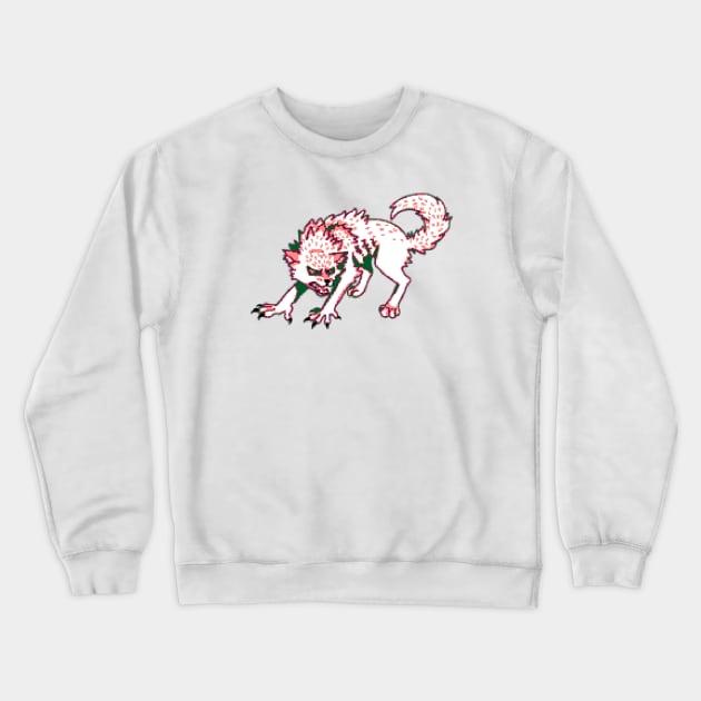 Pixel Werewolf (Red, White, and Green) Crewneck Sweatshirt by SugarDrake